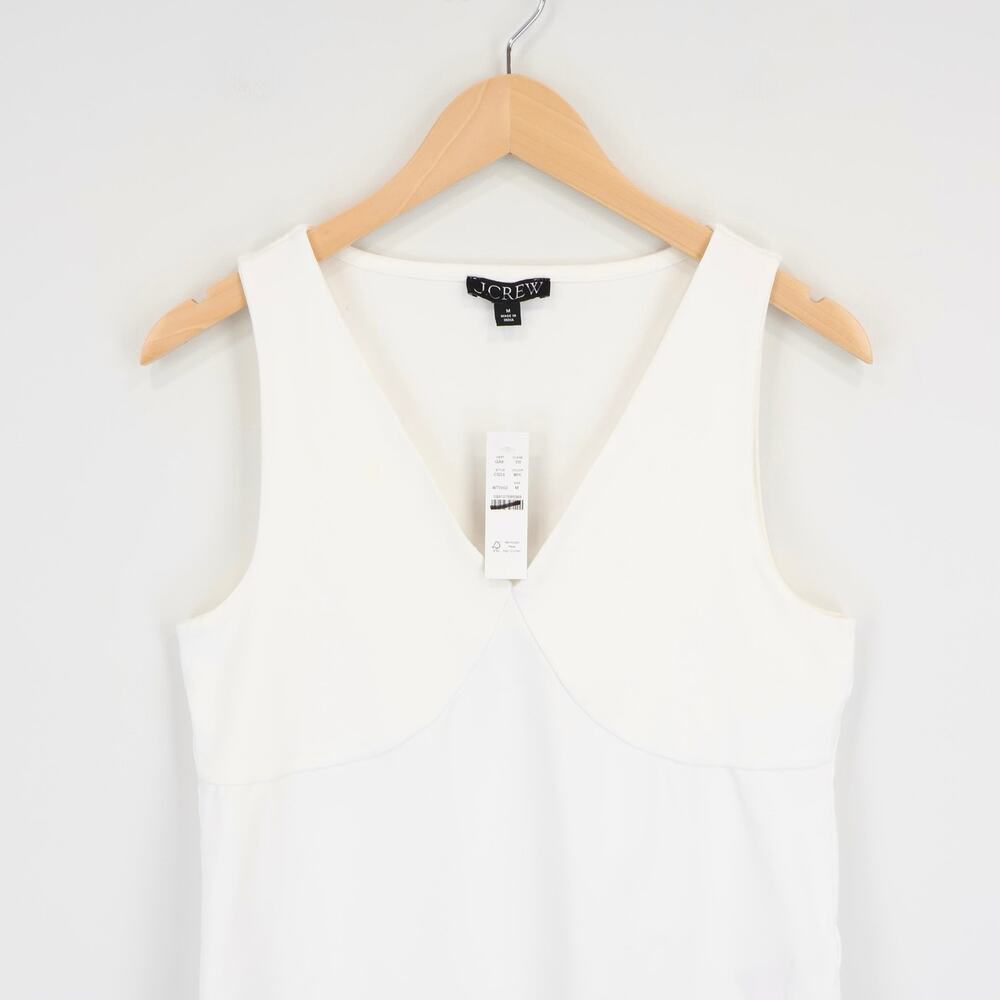 NWT J.Crew Stretch Cotton-Blend V-Neck Tank Top In White Size Medium - Picture 4 of 8